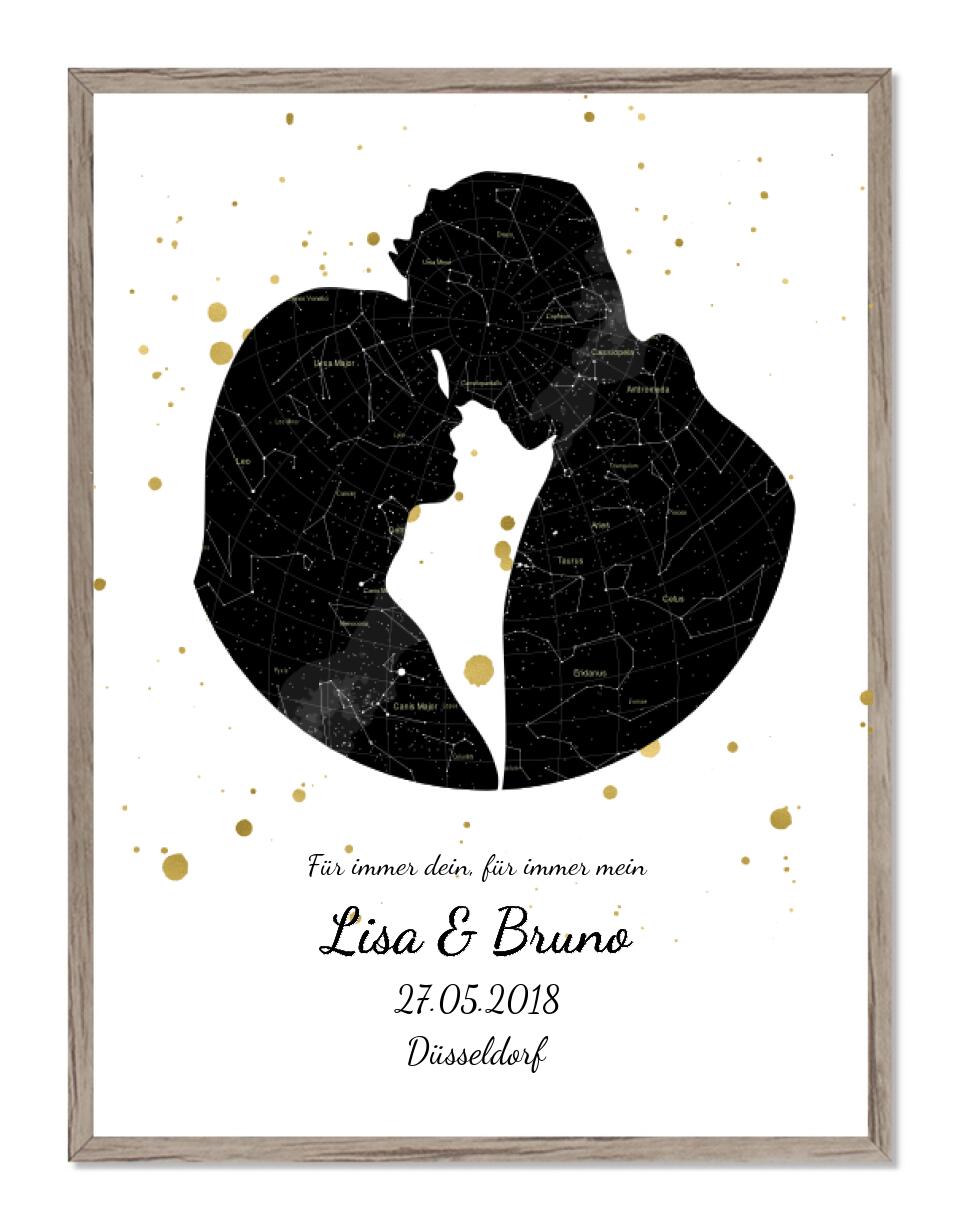 Hochzeitsgeschenk Liebespaar - Personalisiertes Sternenbild - Sternenhimmel Poster - Sternenkarte Geschenk zur Hochzeit - Hochzeitswünsche