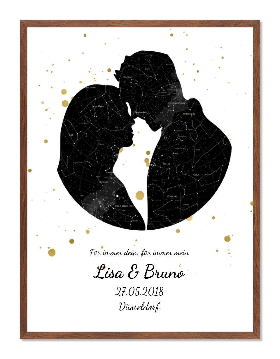Hochzeitsgeschenk Liebespaar - Personalisiertes Sternenbild - Sternenhimmel Poster - Sternenkarte Geschenk zur Hochzeit - Hochzeitswünsche