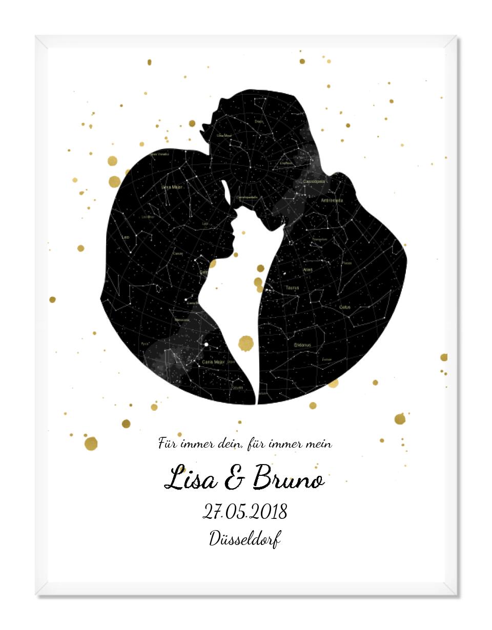 Hochzeitsgeschenk | Personalisierte Sternkarte Liebespaar | Sternkarte Poster | Geschenk zur Hochzeit, Valentinstag, Jahrestag, Geburtstag