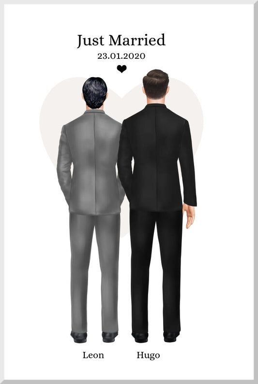 Partnergeschenk beste Freunde personalisiert - 2 Männer Poster Freundschaft & Valentinstag Geschenk, Geburtstagsgeschenk & Weihnachtsgeschenk Leinwanddruck Leinwandbild