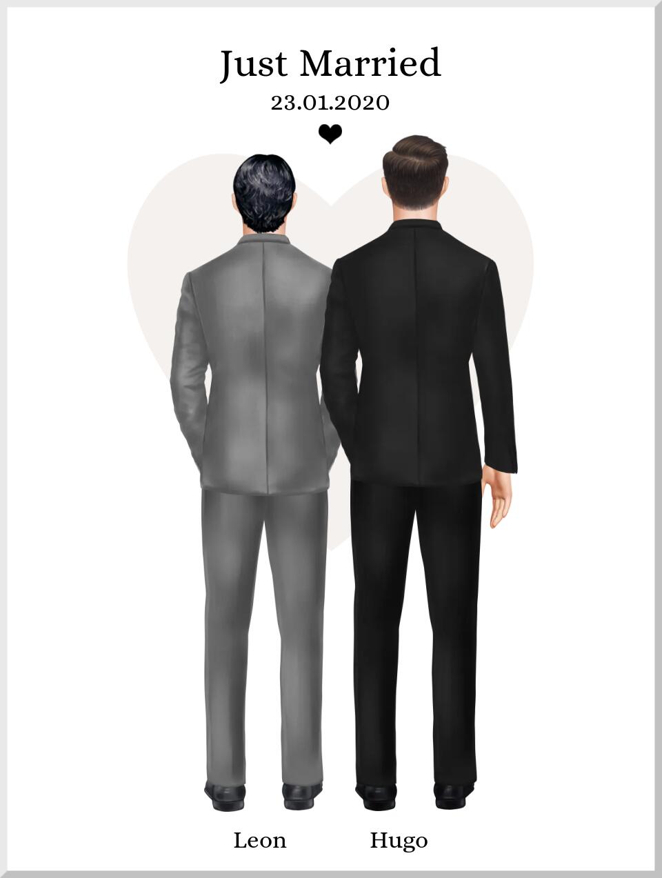 2 Männer personalisiertes Partnergeschenk Poster - Valentinstag-Geschenk - personalisiertes Geschenk für Gay Paar - für den Partner