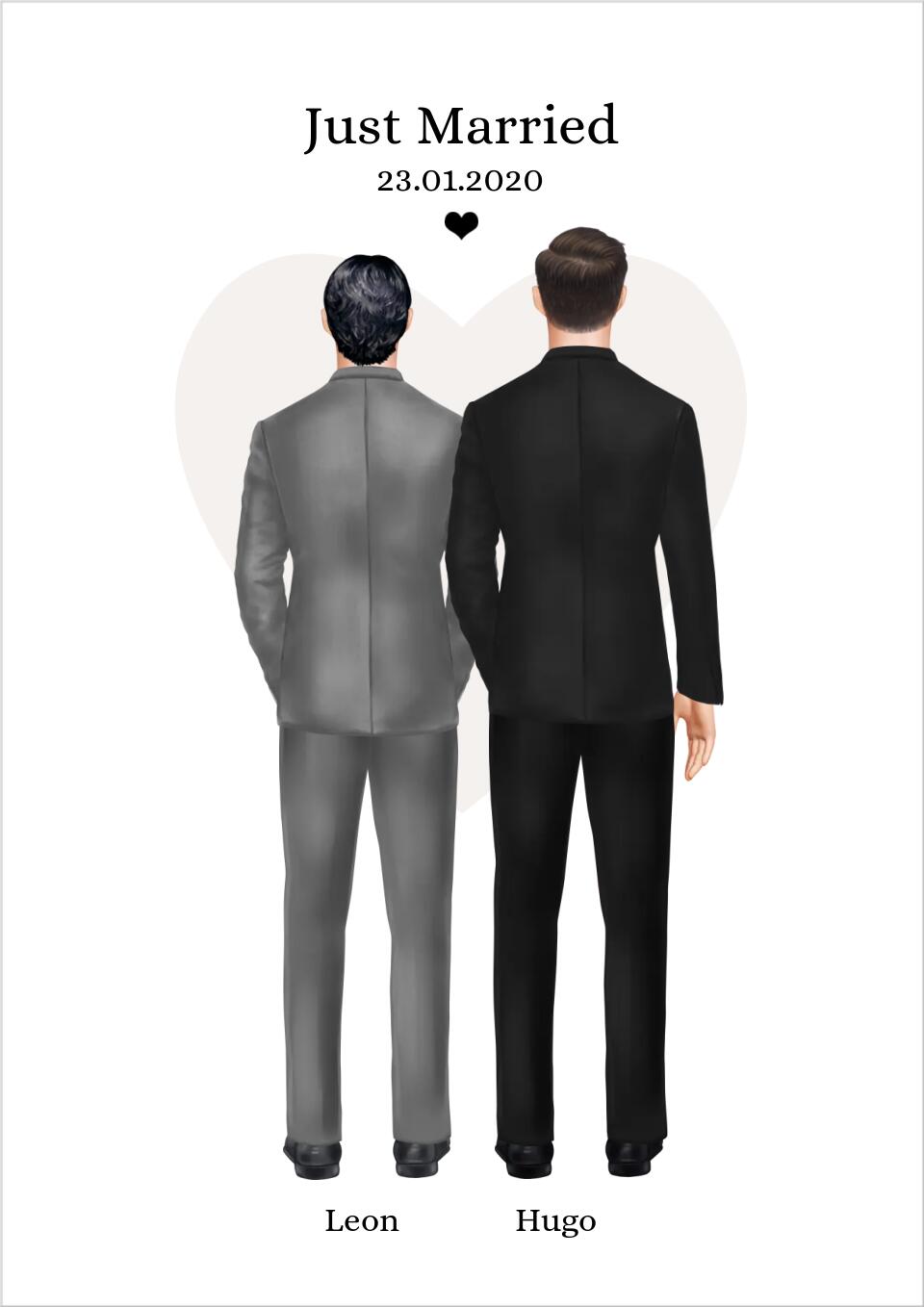 2 Männer personalisiertes Partnergeschenk Poster - Valentinstag-Geschenk - personalisiertes Geschenk für Gay Paar - für den Partner
