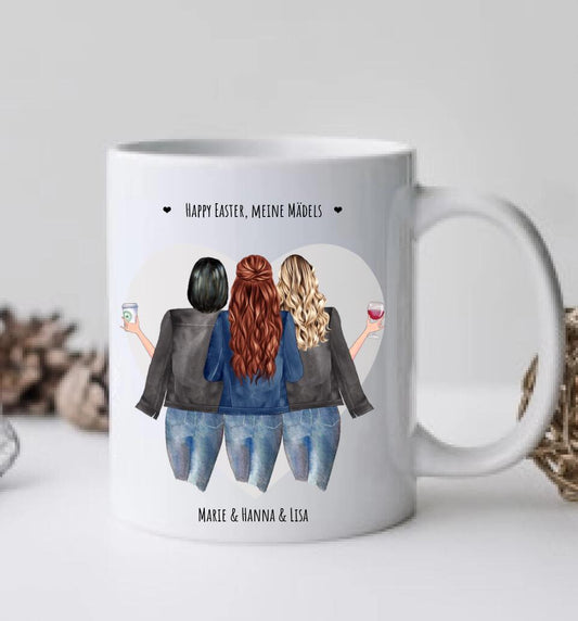 Personalisiertes Ostergeschenk - 3 Beste Freundinnen Tasse