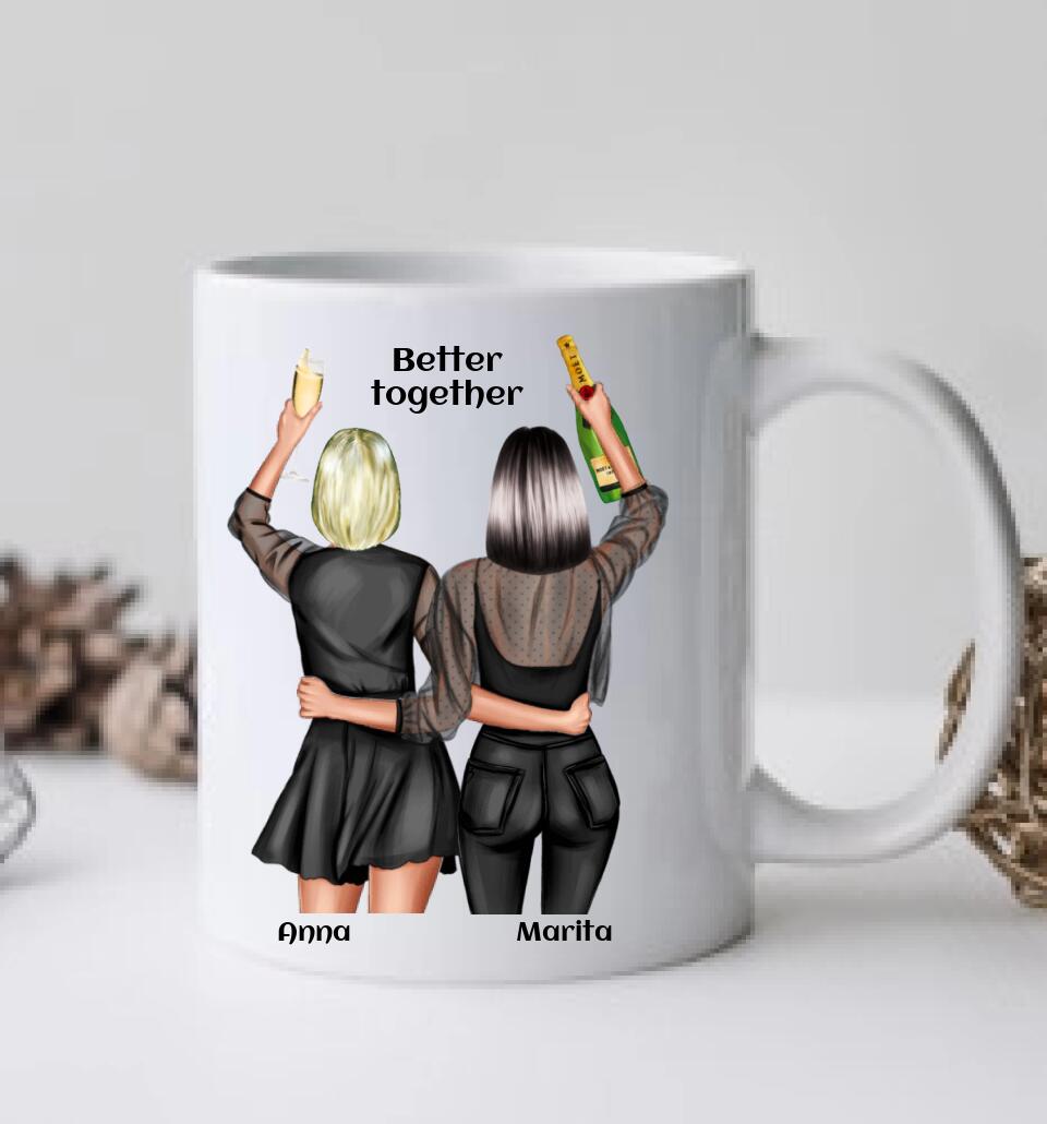 2 Freundinnen Ostergeschenk - Personalisiertes Geschenk Tasse - Geschenk zu Ostern mit Namen, Spruch Osterhasen