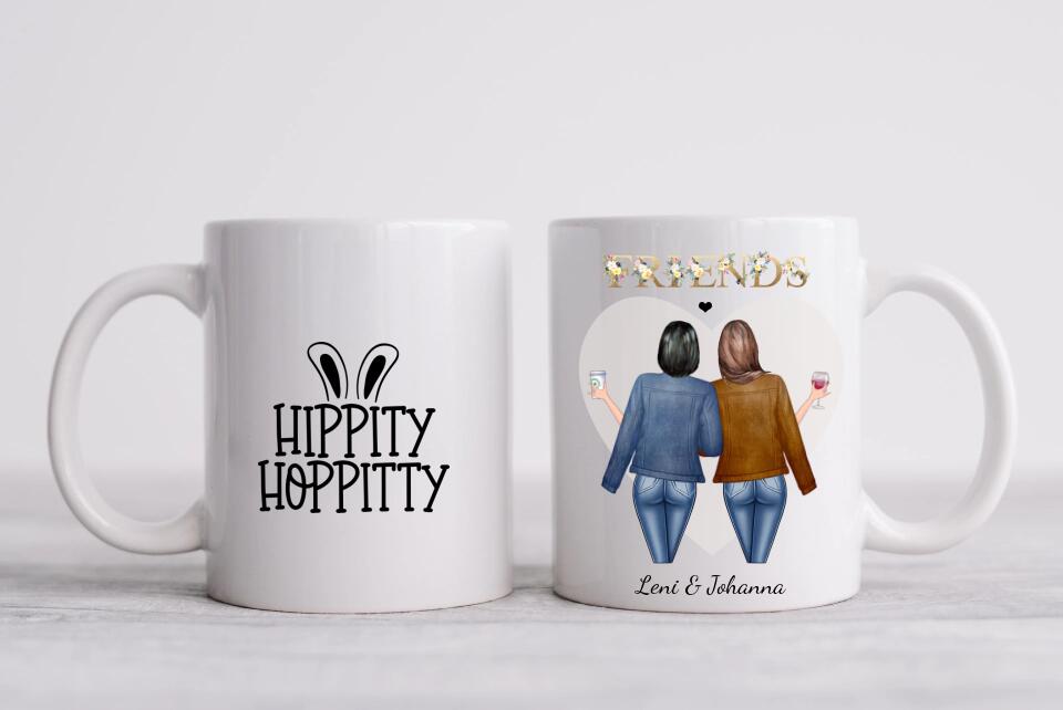 2 Freundinnen Geschenk personalisiert - Personalisierte Tasse - Geburtstagsgeschenk