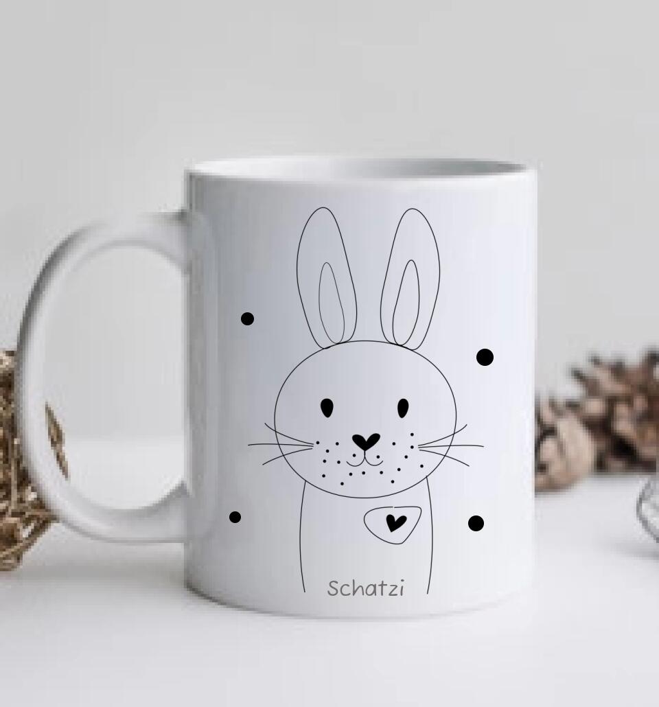 Hasi an Schatzi - Personalisierte Tasse als Geschenk zu Ostern mit Namen und Osterhasen