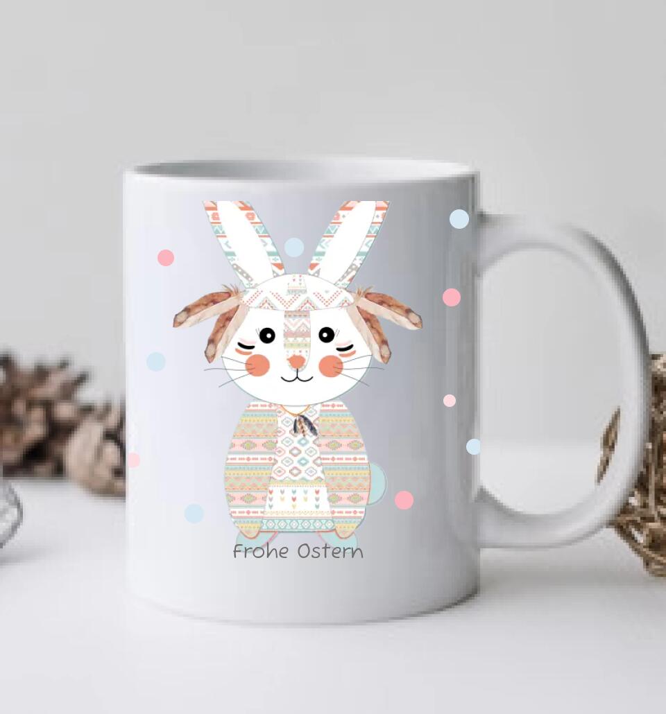 Tasse als Geschenk zu Ostern mit Namen und Osterhasen