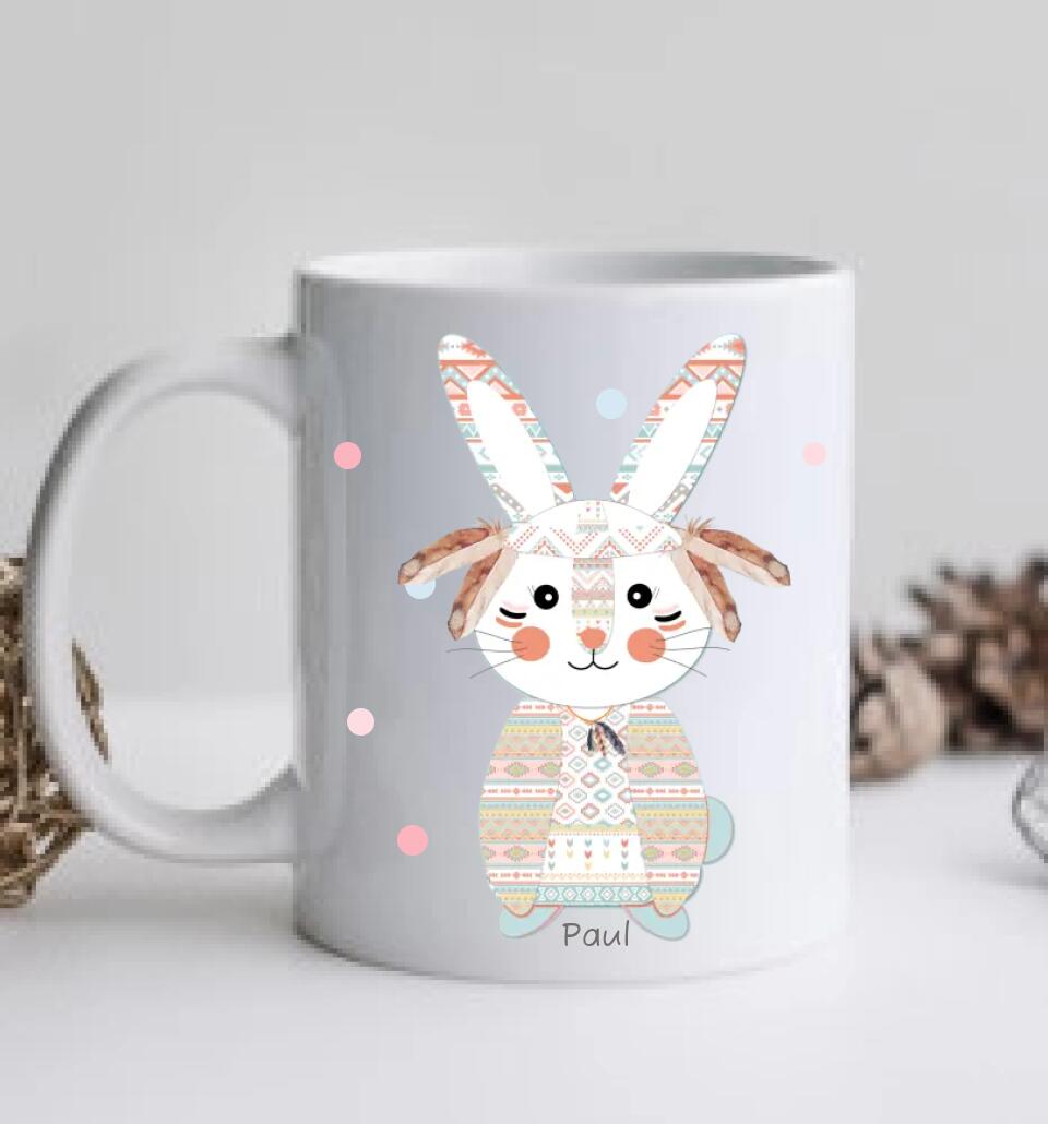 Tasse als Geschenk zu Ostern mit Namen und Osterhasen