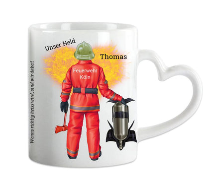 Personalisierte Tasse Feuerwehrtasse Geschenk Geburtstag Feuerwehrmann mit Spruch