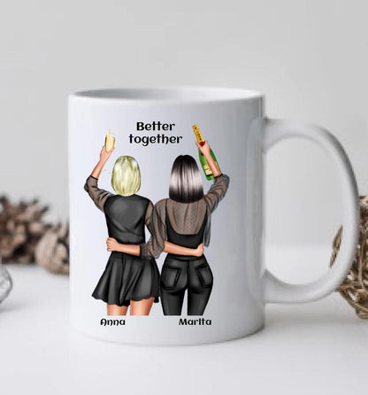 Personalisierte 2 Beste Freundinnen Tasse - Beste Freundin Geschenk Geburtstag