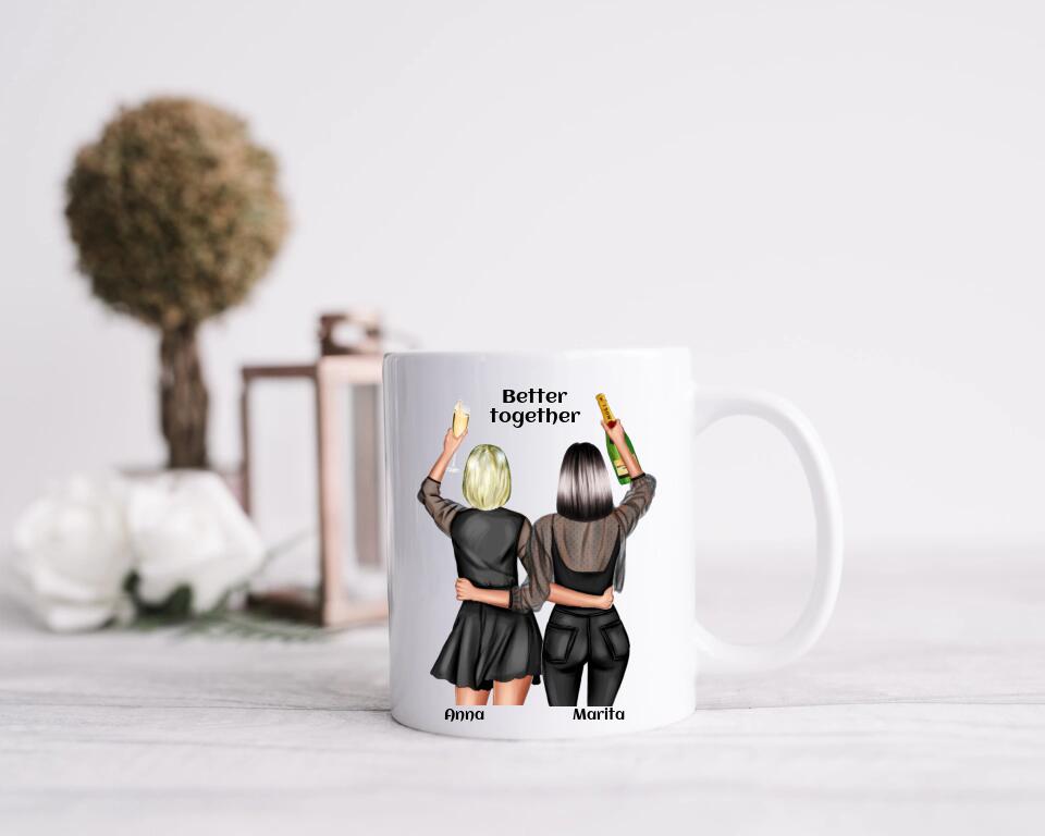 Personalisierte 2 Beste Freundinnen Tasse - Beste Freundin Geschenk Geburtstag