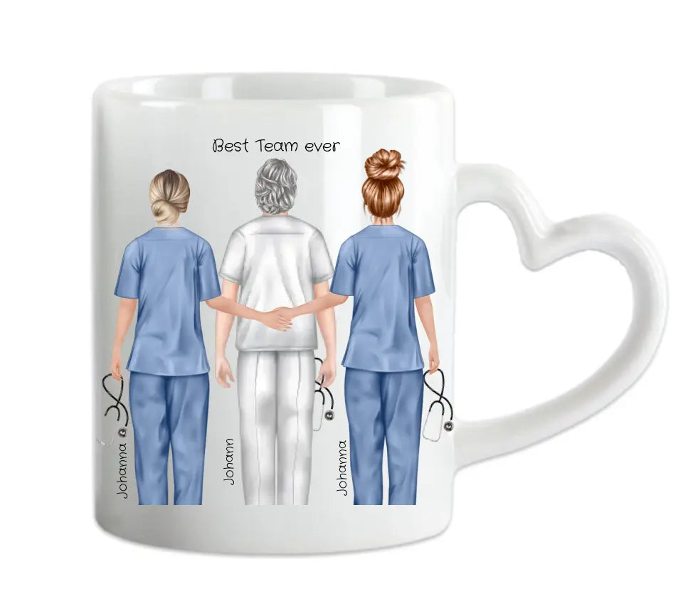 3 Beste Krankenschwester/ Pfleger Team Tasse, Personalisierter Kaffeebecher, Geschenk Kollegin, Tassendruck, Pflegerin, Ärztin, Arzt
