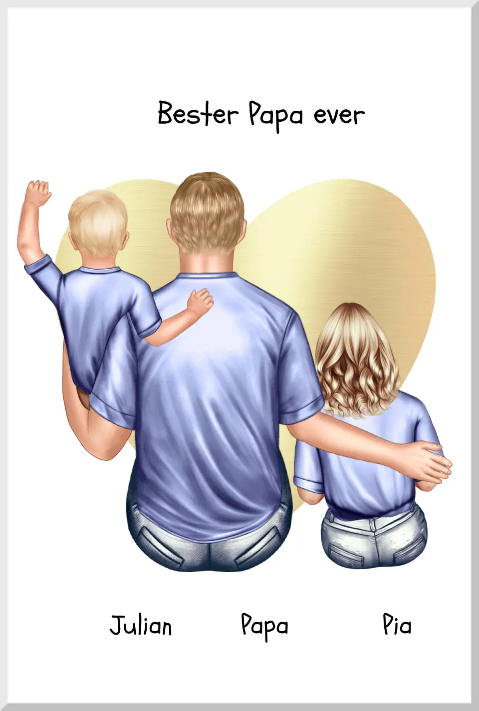 Personalisiertes Poster Geschenk Papa mit 2 Kindern Tochter/Sohn  - Vatertagsgeschenk - Geburtstagsgeschenk