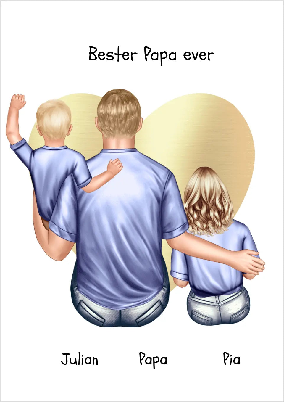 Personalisiertes Poster Geschenk Papa mit 2 Kindern Tochter/Sohn  - Vatertagsgeschenk - Geburtstagsgeschenk
