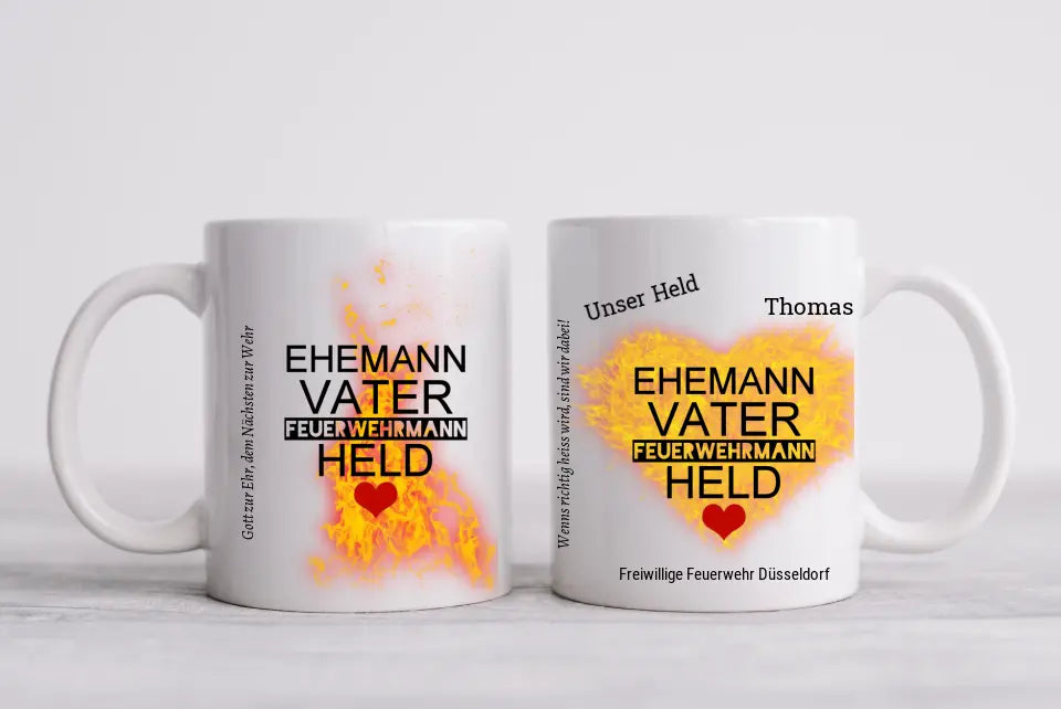 Personalisierte Tasse Feuerwehrtasse Geschenk Geburtstag Feuerwehrmann mit Spruch