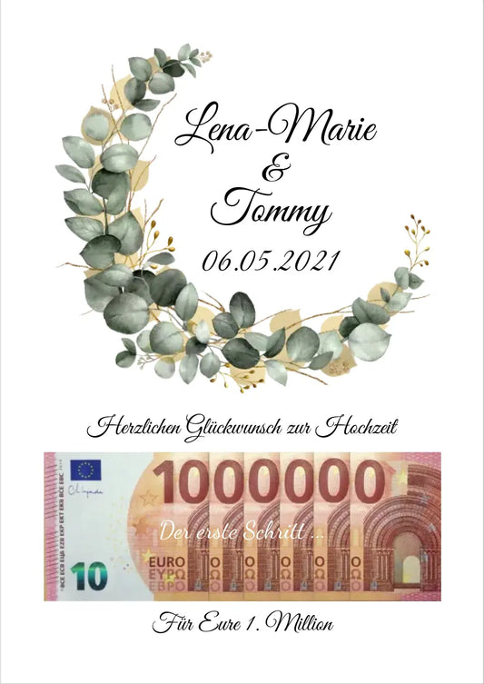 Personalisiertes Geschenk, Geldgeschenk zur Hochzeit, Hochzeitsgeschenk Für Eure 1. Million