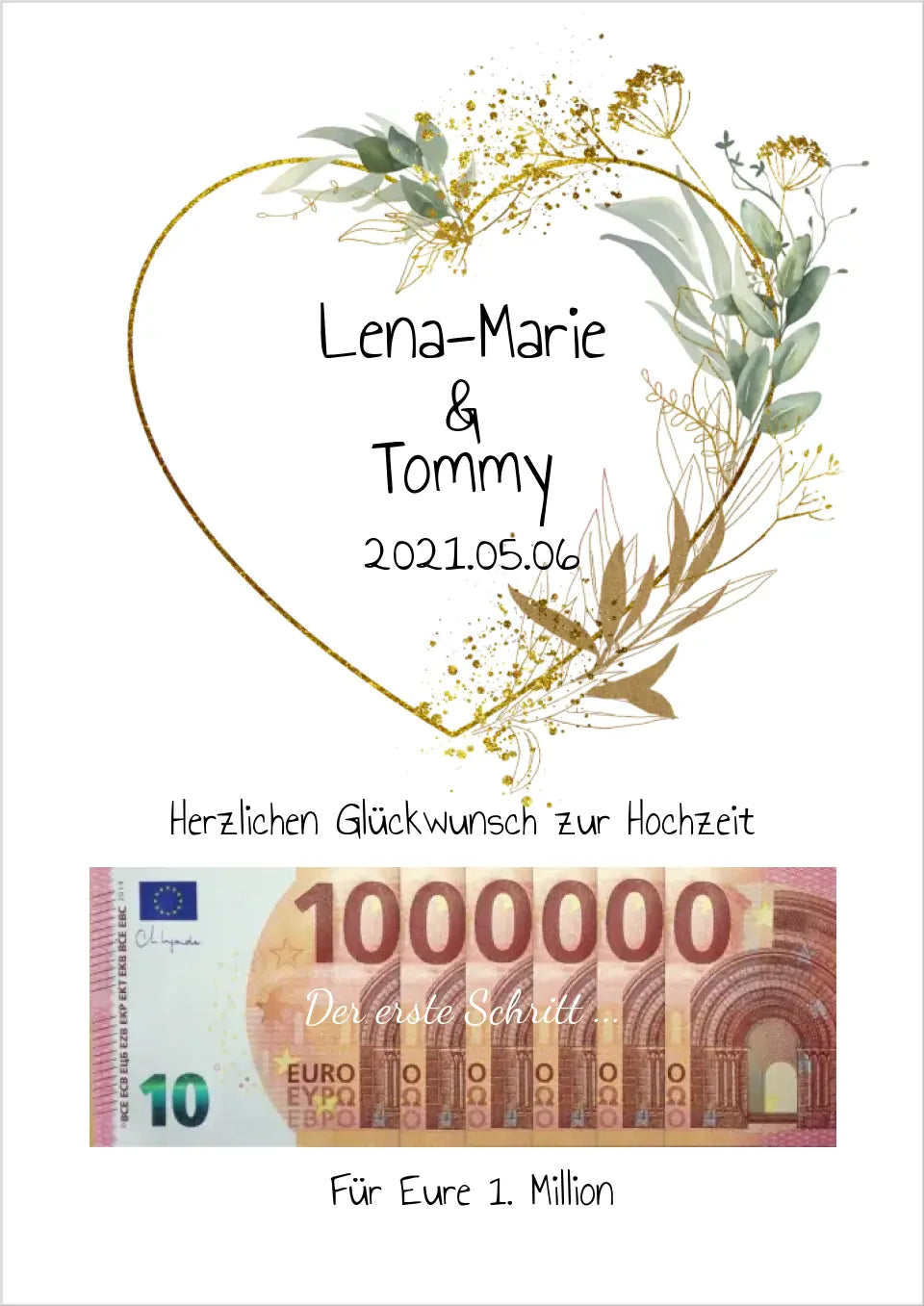 Personalisiertes Geschenk, Geldgeschenk zur Hochzeit, Hochzeitsgeschenk Für Eure 1. Million