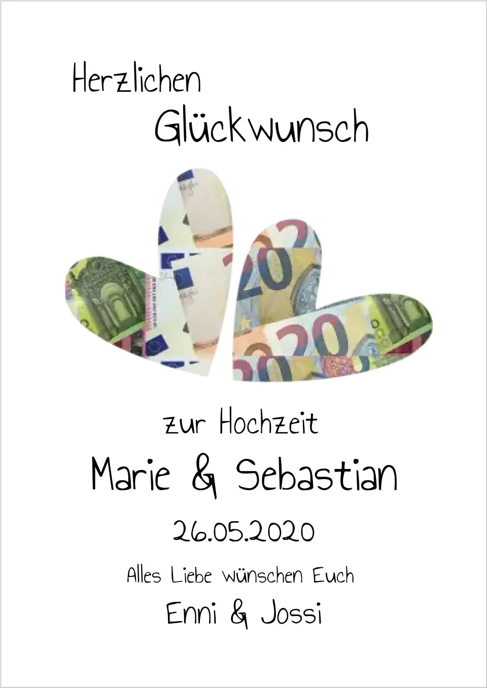 Personalisiertes Geldgeschenk zur Hochzeit - Hochzeitsgeschenk Herz