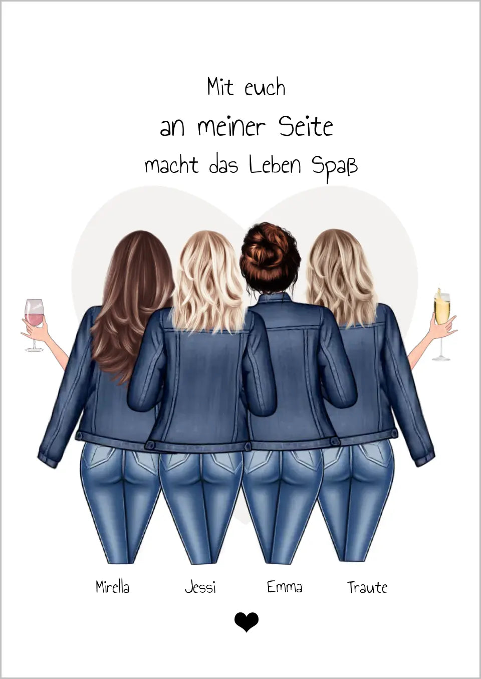 4 beste Freundinnen Poster - Bild Geschenk mit Spruch personalisiert -  Beste Freundin Geschenk Geburtstagsgeschenk