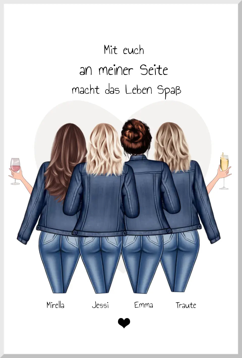 4 beste Freundinnen Poster - Bild Geschenk mit Spruch personalisiert -  Beste Freundin Geschenk Geburtstagsgeschenk