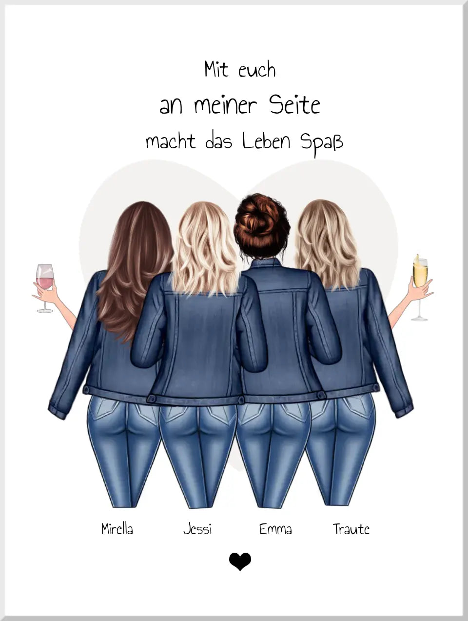 4 beste Freundinnen Poster - Bild Geschenk mit Spruch personalisiert -  Beste Freundin Geschenk Geburtstagsgeschenk