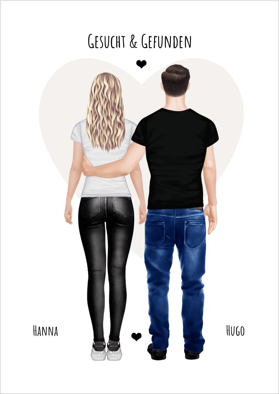 Gesucht & gefunden - personalisiertes Poster Geschenk für Paare - Partner - Partnerin Partnergeschenk