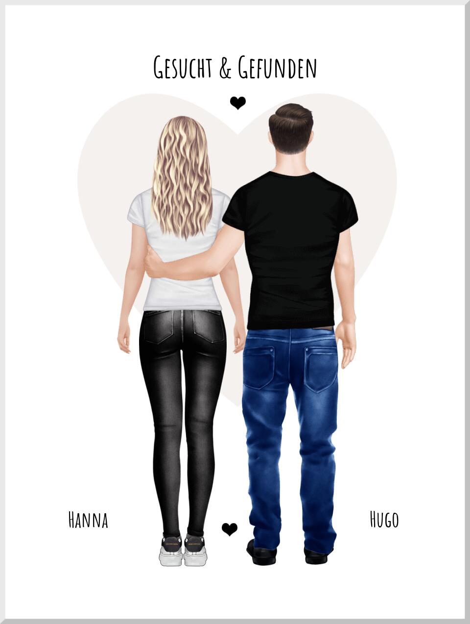 Gesucht & gefunden - personalisiertes Poster Geschenk für Paare - Partner - Partnerin Partnergeschenk