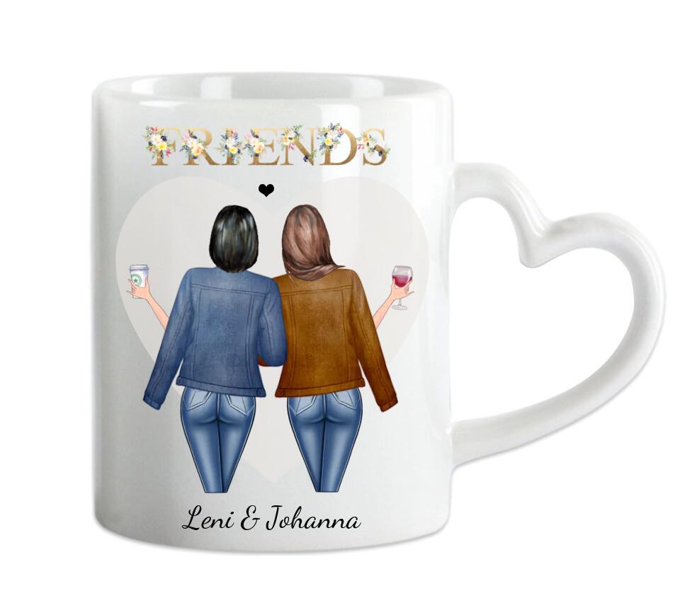 2 Freundinnen Tasse Geschenk personalisiert - Persönliche Tasse Geburtstagsgeschenk