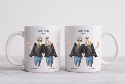 Personalisierte Tasse 2 beste Freundinnen Geschenk 
Geburtstagsgeschenk Kaffeebecher beste Freundin.