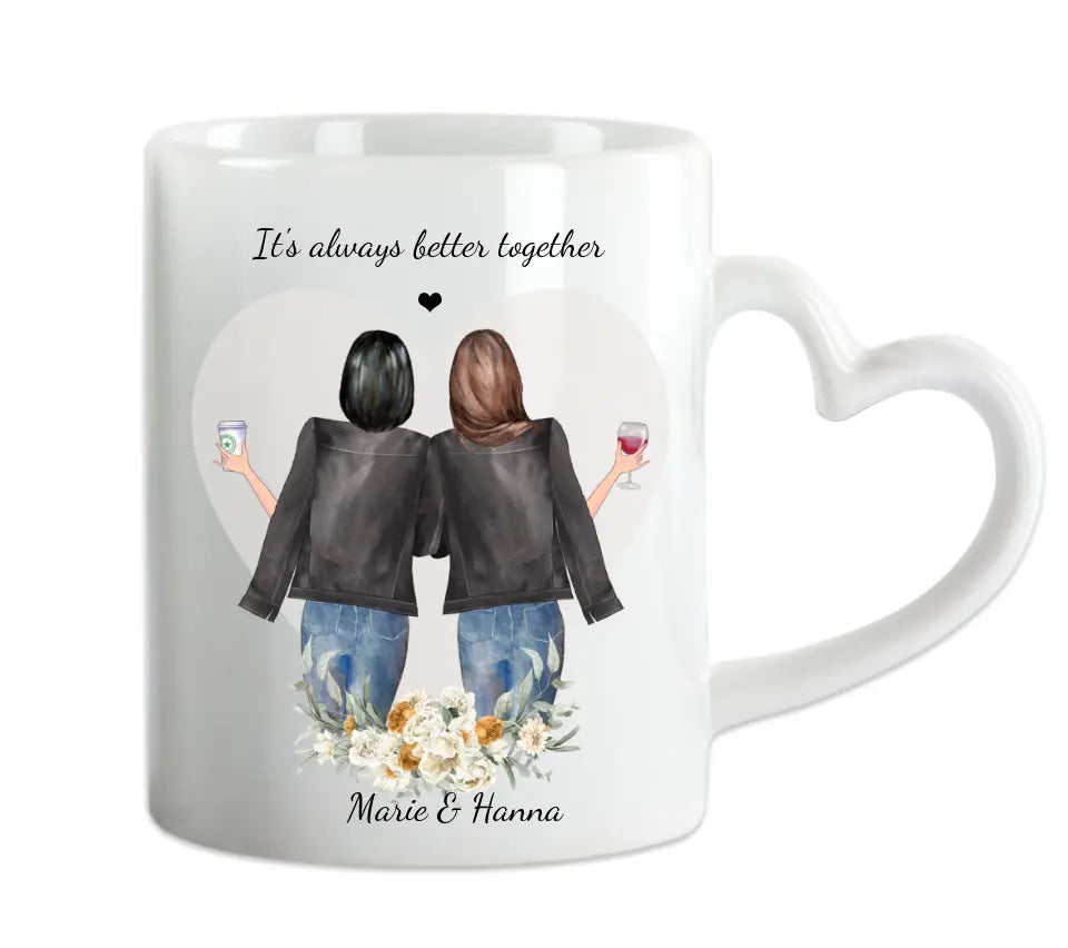 Personalisierte Tasse Geschenk für Freundin - 2 Beste Freundinnen Tasse, Kaffeebecher, Schwester, Kollegin, Weihnachtsgeschenk