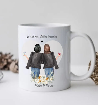 Personalisierte Tasse Geschenk für Freundin - 2 Beste Freundinnen Tasse, Kaffeebecher, Schwester, Kollegin, Weihnachtsgeschenk