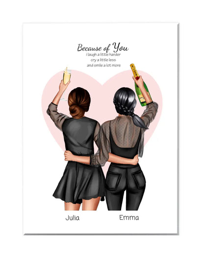 2 beste Freundinnen Poster personalisiertes Geschenk mit Spruch -  Geburtstagsgeschenk beste Freundin Bild