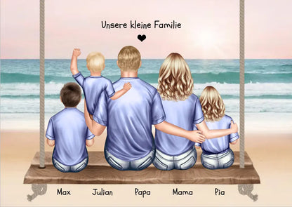 Geschenk Familie Bild mit 3 Kindern-Poster Familie-Familienbild Personalisiert-Familienposter-Geschenk Papa- Geschenk Mama Geschenk Frau Mann-Geburtstag Mama Papa