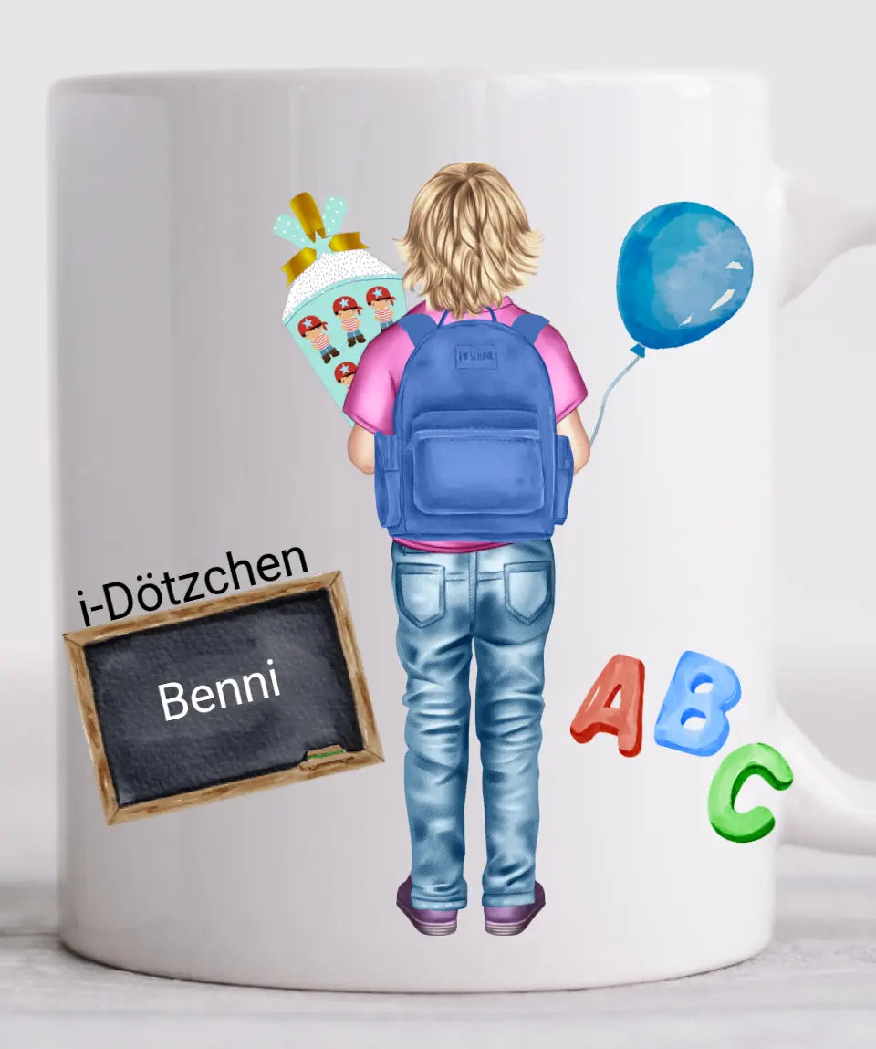 Personalisierte Tassen - Schulkind Kindertasse -Personalisiertes Geschenk zur Einschulung Tasse für Jungen - Einschulungsgeschenk