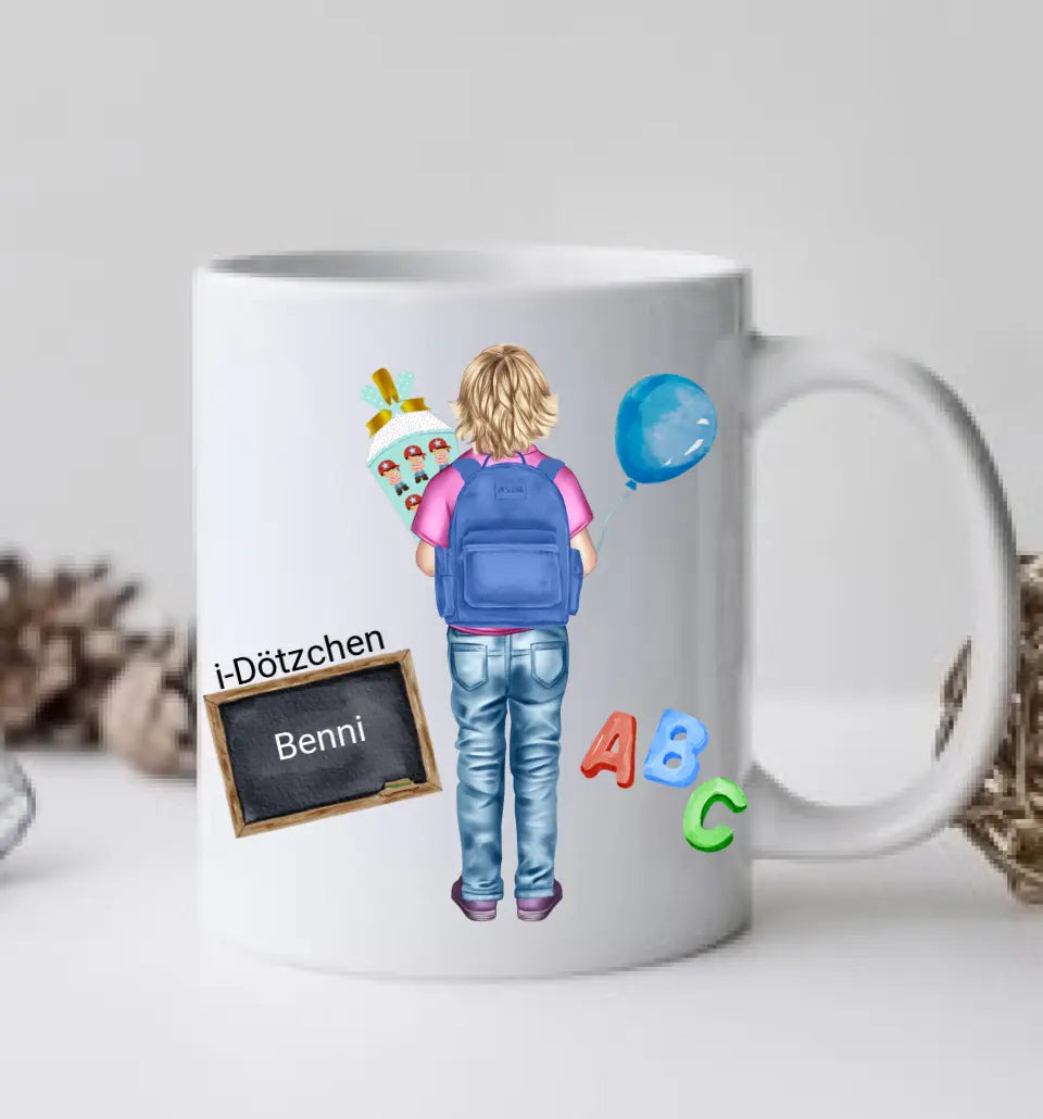 Personalisierte Tassen - Schulkind Kindertasse -Personalisiertes Geschenk zur Einschulung Tasse für Jungen - Einschulungsgeschenk