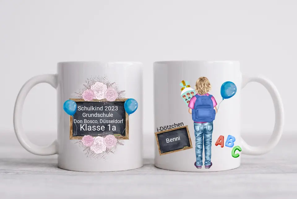 Personalisierte Tassen - Schulkind Kindertasse -Personalisiertes Geschenk zur Einschulung Tasse für Jungen - Einschulungsgeschenk