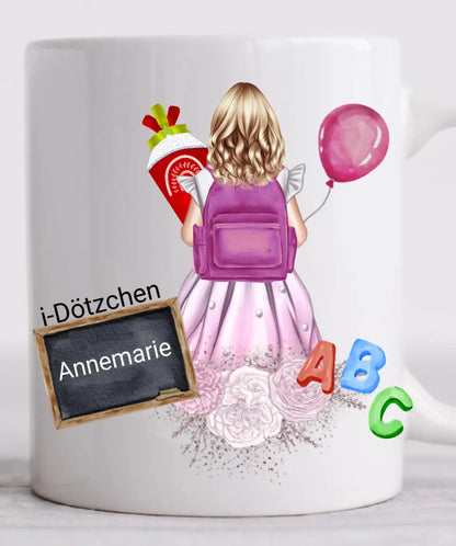 Personalisierte Kindertasse Schulkind | Personalisiertes Geschenk zur Einschulung Tasse für Mädchen | Einschulungsgeschenk