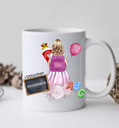 Personalisierte Kindertasse Schulkind | Personalisiertes Geschenk zur Einschulung Tasse für Mädchen | Einschulungsgeschenk