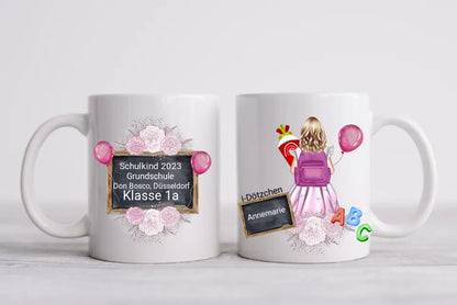 Personalisierte Kindertasse Schulkind | Personalisiertes Geschenk zur Einschulung Tasse für Mädchen | Einschulungsgeschenk