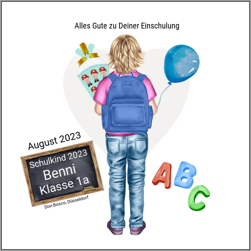 Personalisiertes Poster Geschenk - Einschulungsgeschenk Schulkind 2023 Jungen