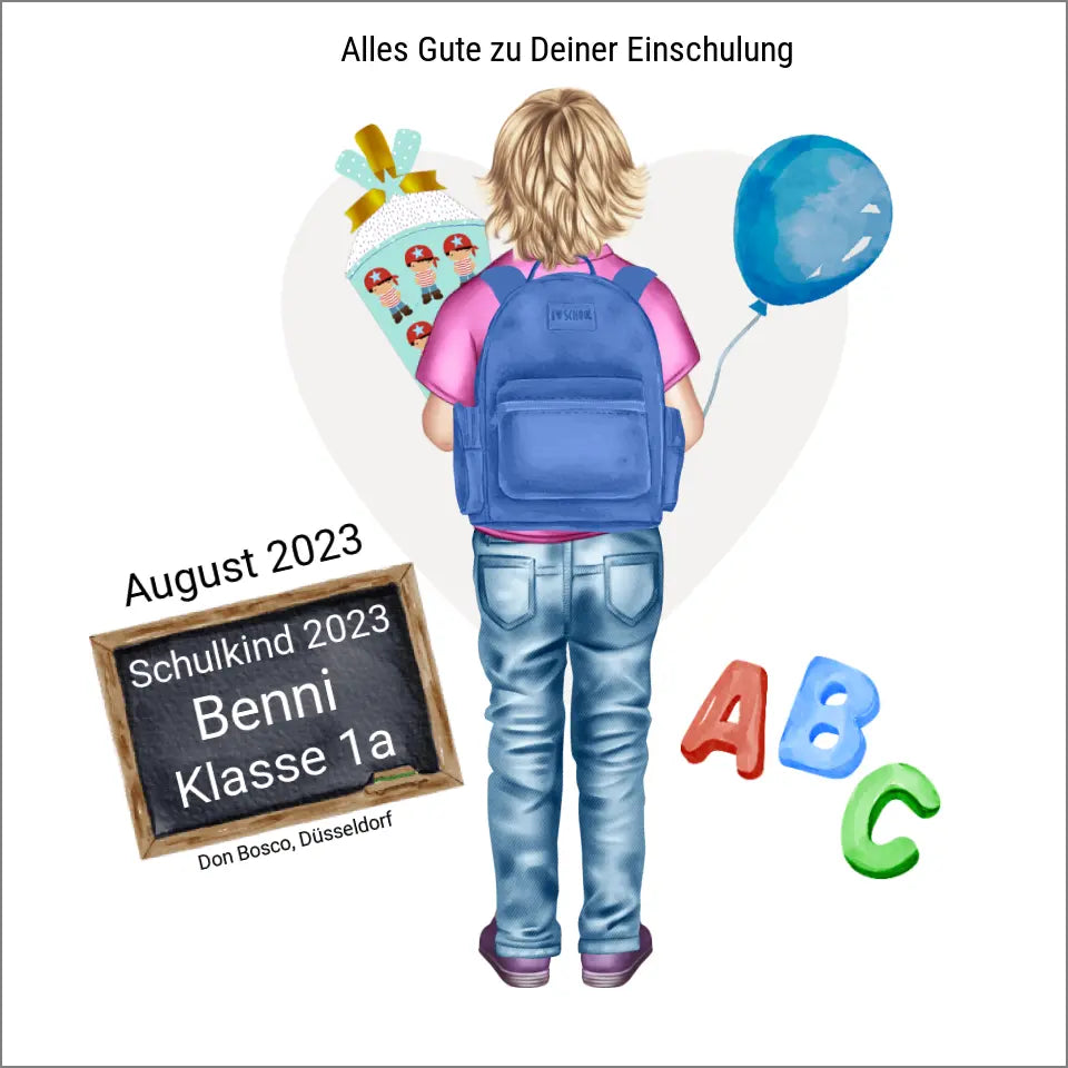 Personalisiertes Poster Geschenk - Einschulungsgeschenk Schulkind 2023 Jungen