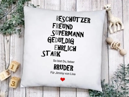 Personalisiertes Geschenk Sprüche Kissen Geschenk Bruder Geburtstagsgeschenk, Ostergeschenk & Weihnachtsgeschenk von Zeitraum-Kunstdrucke