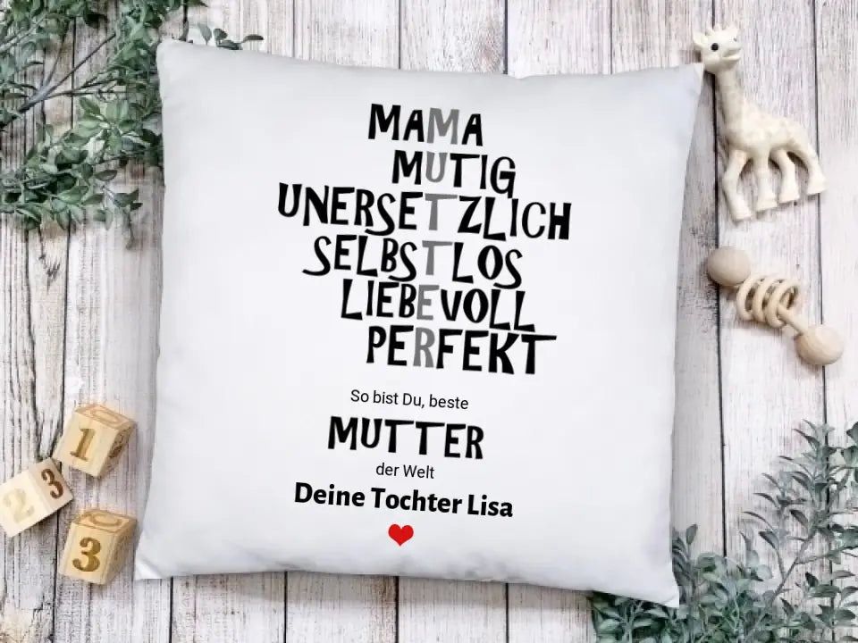 Geschenk Mama - Personalisiertes Kissen mit Spruch, Muttertagsgeschenk, Geburtstagsgeschenk, Weihnachtsgeschenk