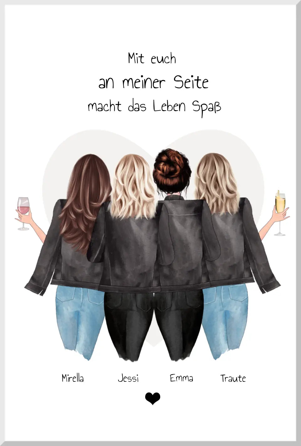4 beste Freundinnen Poster Geschenk mit Spruch personalisiert - Beste Freundin Bild Geschenk - Best Friends Geschenkidee