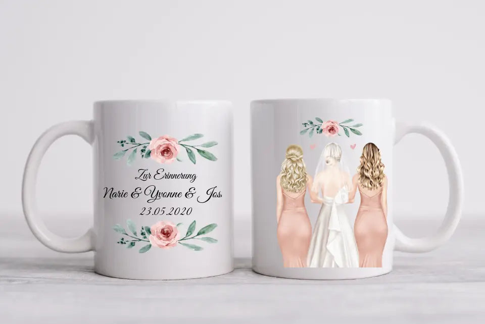 2 Trauzeuginnen Personalisierte Tasse Geschenk Brautgeschenk - Hochzeitsgeschenk