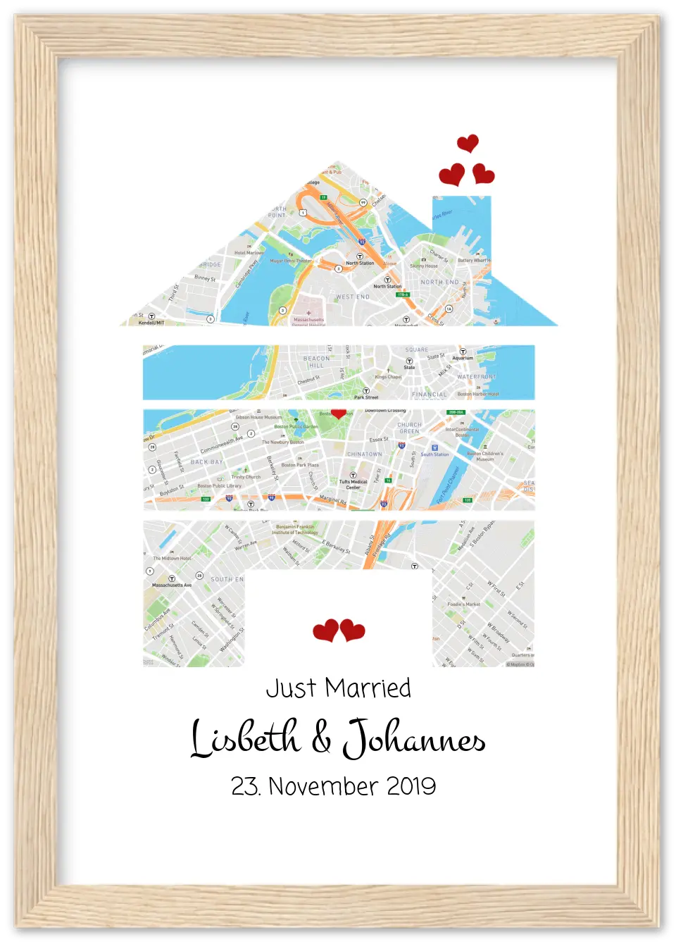 Personalisiertes Hochzeitsgeschenk - Poster im MAP-STYLE - Geschenkidee Hochzeit Herz - Hochzeitstaggeschenk - Valentinstaggeschenk