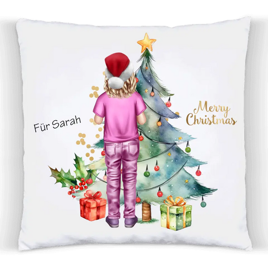 Weihnachtsgeschenk für Kinder und Schulkinder personalisiert Geschenk - kuscheliges Deko Kissen für Mädchen/Jungen, mit Wunschtext Premium Kissen (Plüschoberfläche) Premium Kissen