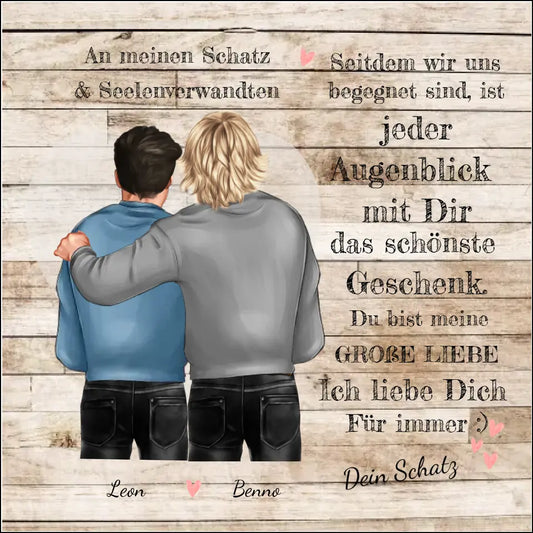2 Männer Poster - Beste Freunde Partnergeschenk personalisiert - Freundschaft & Valentinstag Geschenk - Geburtstagsgeschenk & Weihnachtsgeschenk Leinwanddruck Leinwandbild