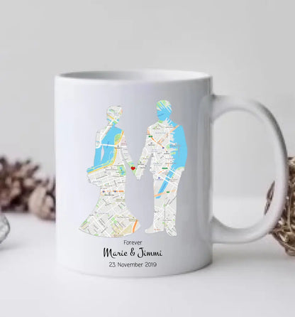 Personalisierte Hochzeitstasse Hochzeitsgeschenk Motiv Liebespaar, Brautpaar, Kaffeebecher - Kaffeebecher Geschenk Hochzeit