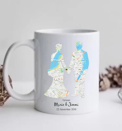 Personalisierte Hochzeitstasse Hochzeitsgeschenk Motiv Liebespaar, Brautpaar, Kaffeebecher - Kaffeebecher Geschenk Hochzeit